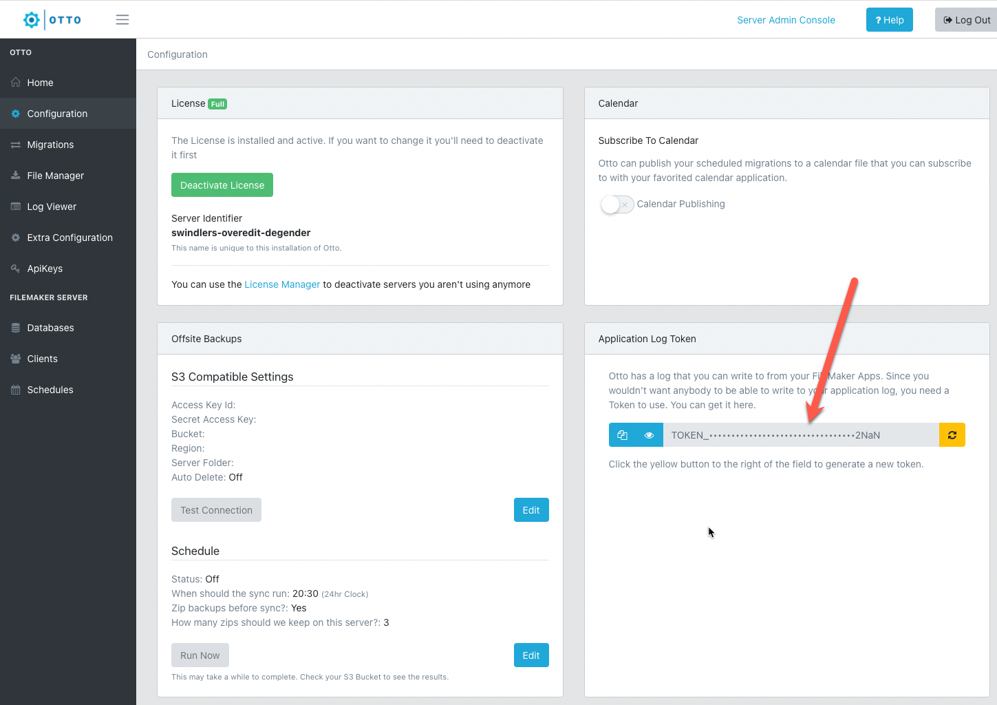 Application Log Token