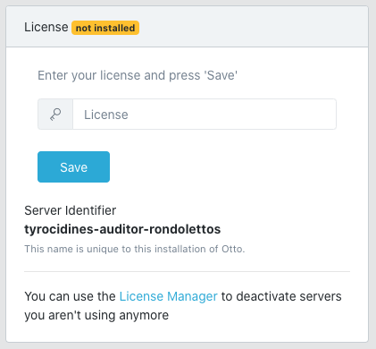 License enter page