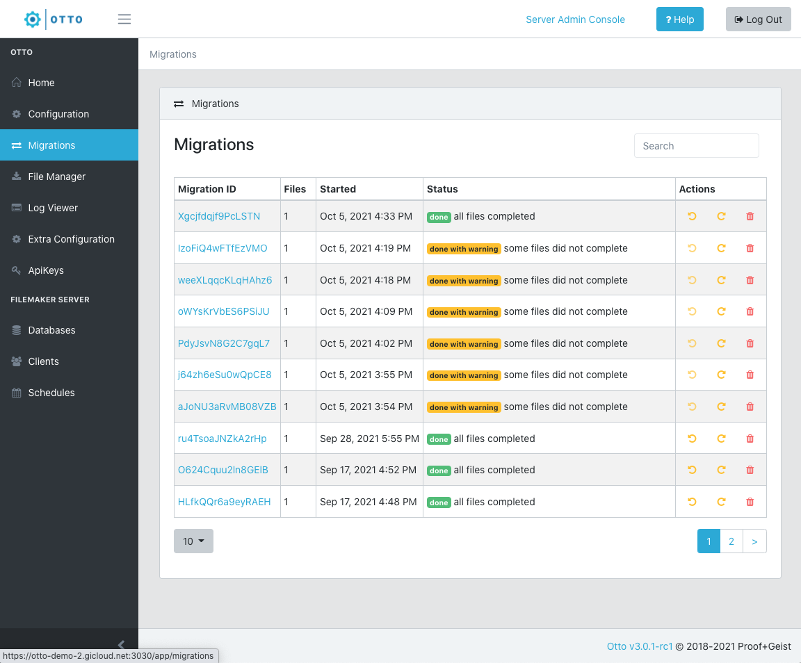 Migration log