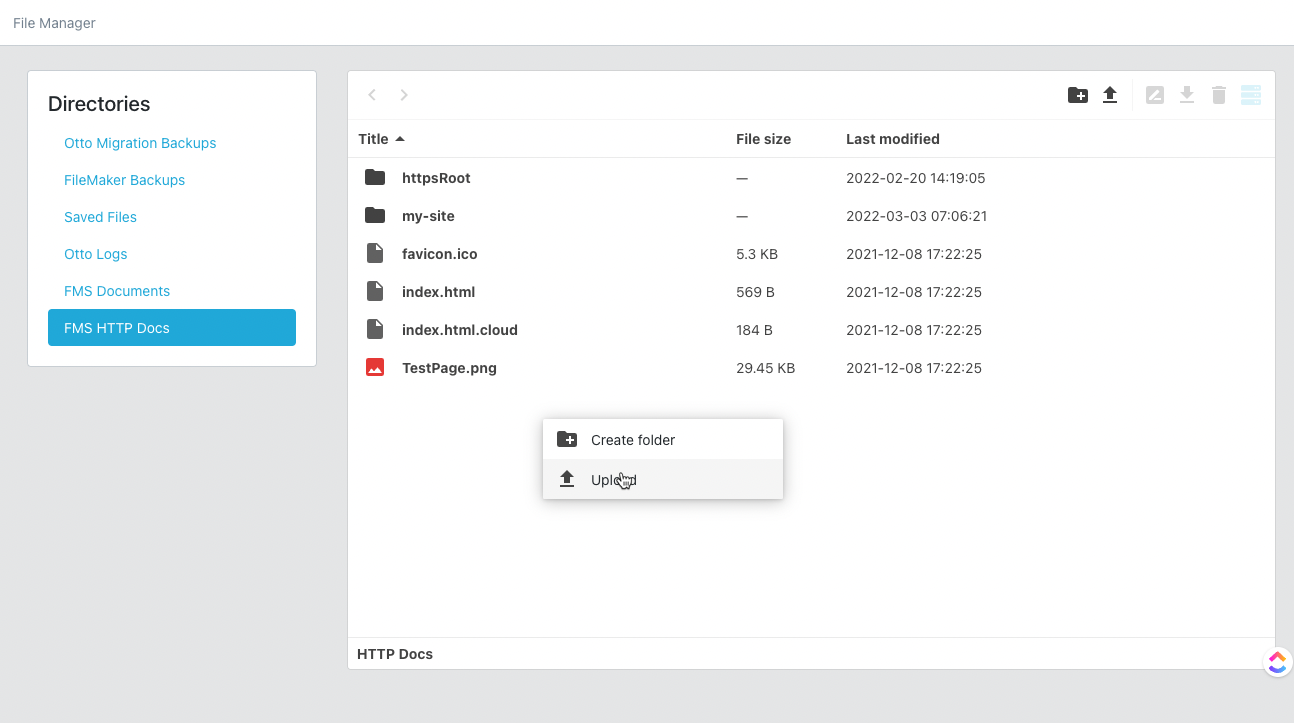 FileMaker Server Documents Directory